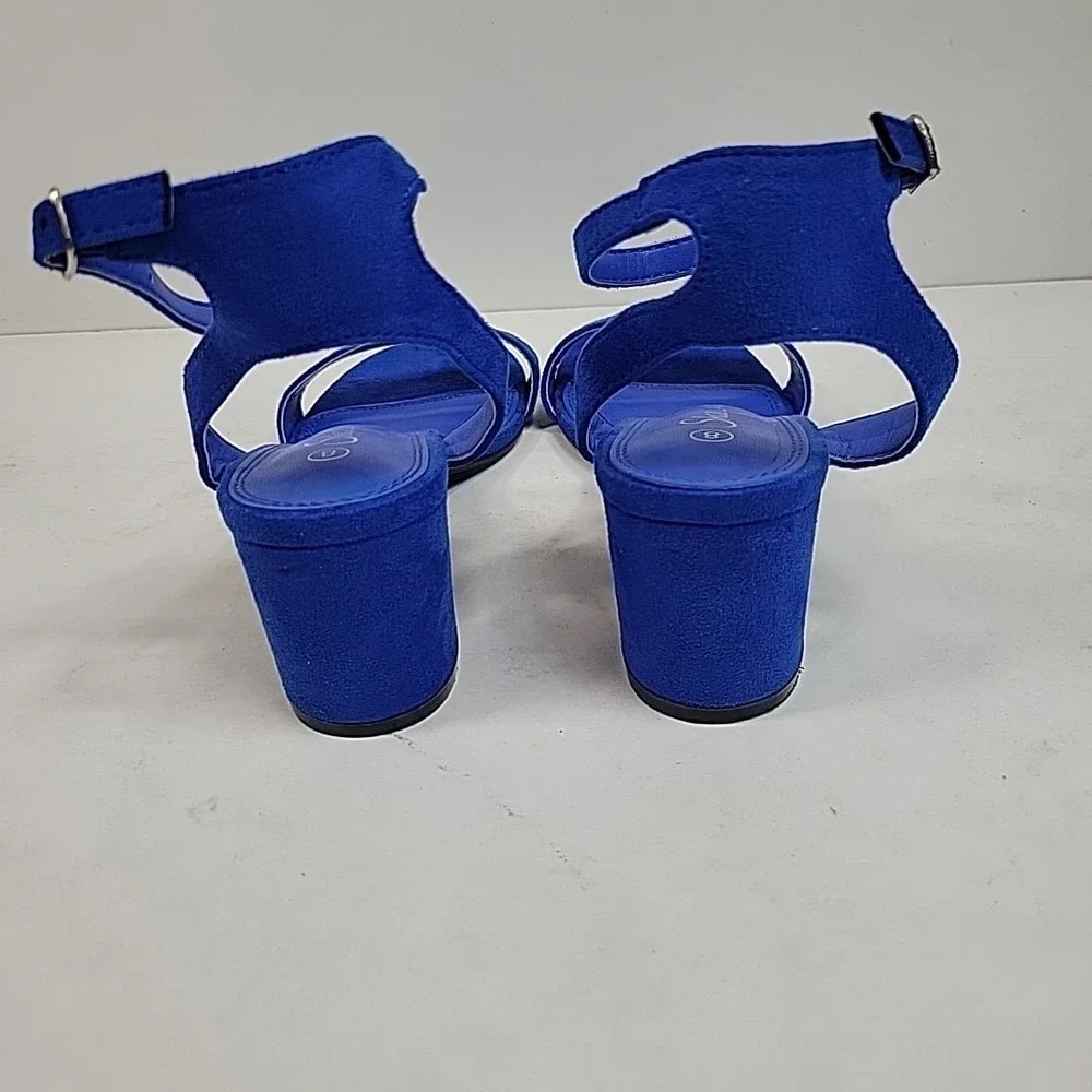 Shoeland Cobalt Blue Sz 8 Open Toe Block Heel Strappy Preppy Trendy Super Cute